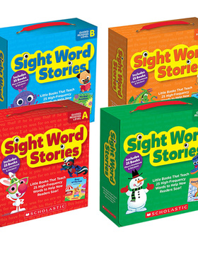 英文原版 Scholastic Sight Word Stories ABCD 100册 学乐 入门级常见启蒙高频词简易读物 低幼学习英文版