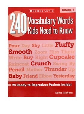 英文原版 240 Vocabulary Words Kids Need to Know Grade 1 小学一年级 Scholastic 学乐单词学习练习册 孩子需要掌握的240个词汇