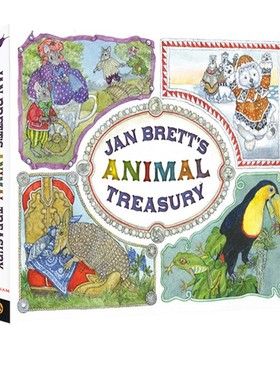 英文原版 Jan Brett's Animal Treasury 4个故事精装收藏版合辑 四个故事 圣诞节庆绘本 汪培珽第5五阶段 Three Snow Bears