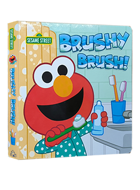 英文原版 Brushy Brush! 芝麻街 纸板书 生活自理绘本 刷牙 幼儿启蒙绘本图画书