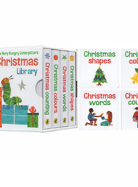 英文原版 The Very Hungry Caterpillar's Christmas Library 好饥饿的毛毛虫 4册纸板书礼盒装 小小手掌书  Eric Carle 艾瑞卡尔