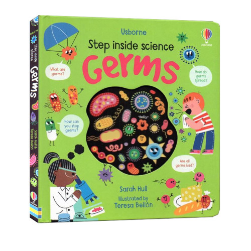 英文原版 Usborne 走进病菌 Step Inside Science: Germs 儿童科普认知绘本 知识类读物 英语早教启蒙洞洞纸板翻翻书