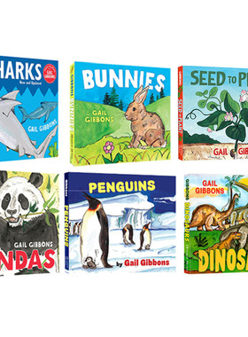 英文原版 Bunnies/Penguins/Sharks Gail Gibbons 盖尔吉本斯少儿百科 6册 纸板书 低幼启蒙早教