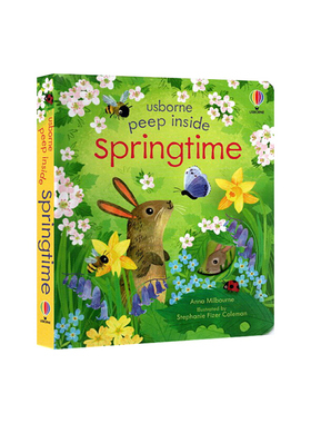 预售 英文原版 Usborne Peep Inside springtime 纸板书 偷偷看里面系列 儿童启蒙纸板机关翻翻书 尤斯伯恩幼儿科普绘本