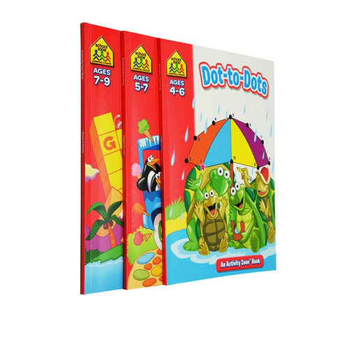 4-9岁活动练习3册 School Zone Activity Zone Workbooks Dot-to-Dots/Hidden Pictures/Games Puzzles 家庭练习英文原版