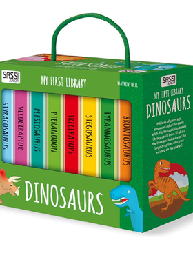 英文原版 My First Library系列 Dinosaurs 8册纸板书 礼盒装 各种各样的恐龙 幼儿启蒙认知 Sassi出品