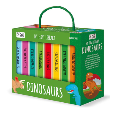 英文原版 My First Library系列 Dinosaurs 8册纸板书 礼盒装 各种各样的恐龙 幼儿启蒙认知 Sassi出品