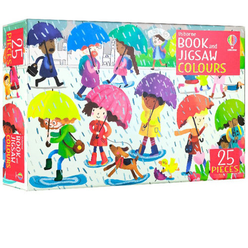 英文原版 Usborne Book and Jigsaw Colours 颜色拼图 附色彩书 儿童早教益智拼图玩具 尤斯伯恩