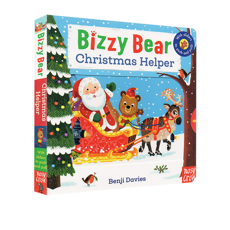 小熊很忙系列机关活动书 英文原版 Bizzy Bear Christmas Helper 纸板操作书 忙碌的小熊 儿童启蒙绘本 边玩边学