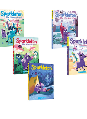 英文原版 Sparkleton 闪光精灵斯帕克顿 5册套装 彩版桥梁书 儿童奇幻故事章节小说书 HarperChapters