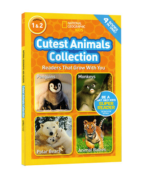 英文原版 National Geographic Kids Cutest Animals Collection 4个故事合辑  L1L2 美国国家地理儿童百科分级读物 小学STEM课程