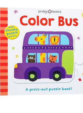 英文原版 Puzzle and Play Colour Bus 颜色巴士 拼图拼拼书 纸板操作书 低幼英语单词启蒙翻翻书 Roger Priddy