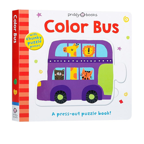 英文原版 Puzzle and Play Colour Bus 颜色巴士 拼图拼拼书 纸板操作书 低幼英语单词启蒙翻翻书 Roger Priddy