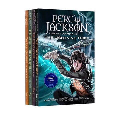 英文原版 Percy Jackson and the Olympians 波西杰克逊和奥林匹斯 全彩漫画版 4册合售 图像式奇幻绘本图画小说 青少年英语