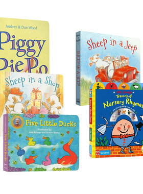 英文原版 韵文歌谣5册 五只小鸭子Five Little Ducks 小猪馅饼 Piggy Pie PoPiggy Pie Po 小羊向前冲Sheep in a Jeep