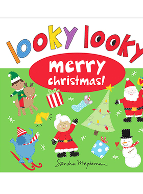 英文原版 Looky Looky Merry Christmas 精装 圣诞节 Sandra Magsamen 启蒙认知系列绘本图画书