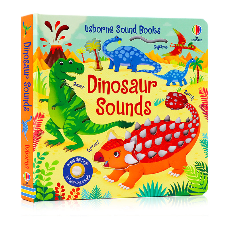 预售 Usborne出品 恐龙触摸发声书 Dinosaur Sounds 英文原版绘本 恐龙科普认知 低幼儿童纸板洞洞触摸书 亲子共读幼儿认知启蒙