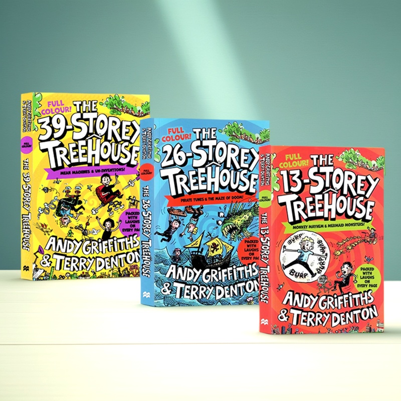 英文原版 树屋故事 The 13 26 39 Storey Treehouse Colour Edition 小屁孩树屋历险记全彩版3册 漫画风故事章节书