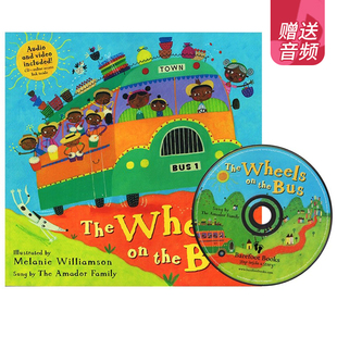 英文原版绘本 The Wheels on the Bus 巴士上的轮子 附CD 交通工具启蒙书 经典儿歌 幼儿语感启蒙童谣 Barefoot Books
