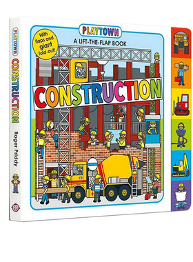 Playtown系列 Construction 建筑施工 儿童纸板翻翻书 边玩边学 儿童绘本 幼儿启蒙绘本童书 撕不烂纸板书