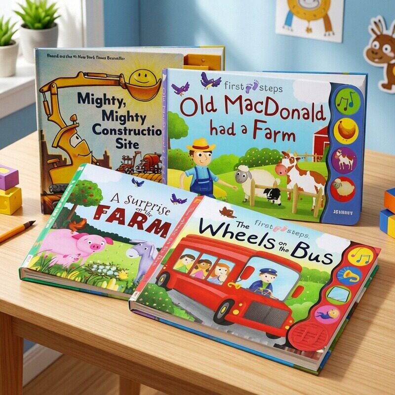 英文原版 发音书系列合集 Wheels on the Bus/Old MacDonald 巴士上的轮子 老麦克唐纳有一个农场 厉害的建筑工地 儿童绘本