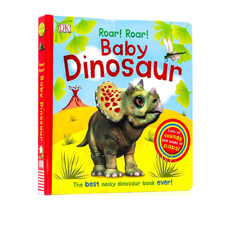 英文原版 DK Roar! Roar! Baby Dinosaur  大开本纸板书 翻翻书 发声书 DK出品 儿童英语启蒙早教绘本图画书