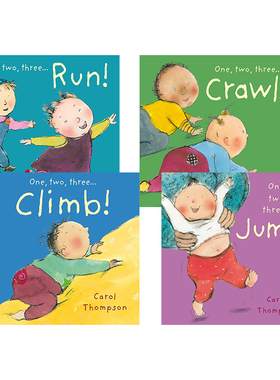 英文原版 Little Movers One, two, three...Crawl! /Jump!/Run!/Climb! 4册 纸板书合售 幼儿运动时光 Carol Thompson