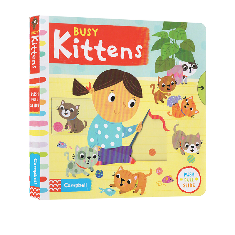 英文原版 儿童绘本 Busy系列 Busy Kittens 纸板 机关 操作活动书 幼儿启蒙学习 亲子教育互动学习 撕不烂