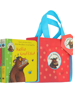 英文原版 Hello Gruffalo 4册礼品手提袋纸板书 咕噜牛作者 Julia Donaldson 睡前纸板书4册 幼儿启蒙认知  Axel Scheffle