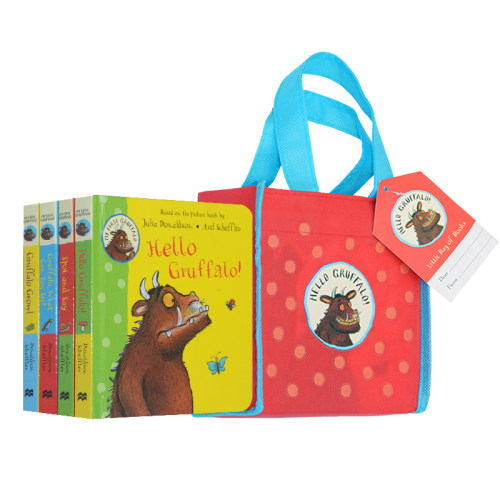 英文原版 Hello Gruffalo 4册礼品手提袋纸板书 咕噜牛作者 Julia Donaldson 睡前纸板书4册 幼儿启蒙认知  Axel Scheffle