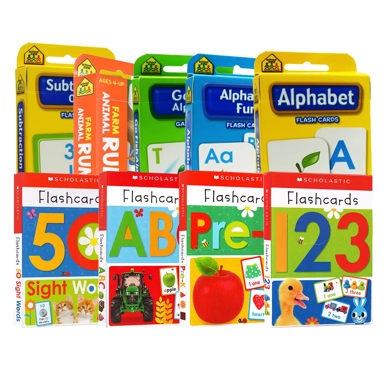【60选5】英文原版 Write and Wipe Flashcards 学乐低幼启蒙早教 字母学习字卡 School Zone Flash Cards儿童早教入学 字卡闪卡