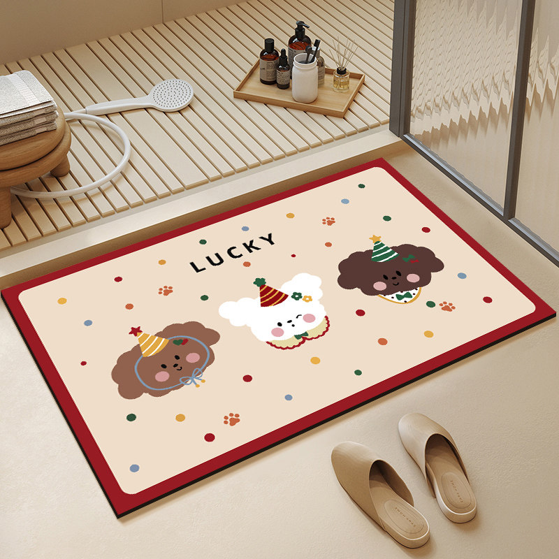 硅藻泥吸水地垫卡通浴室防滑垫子