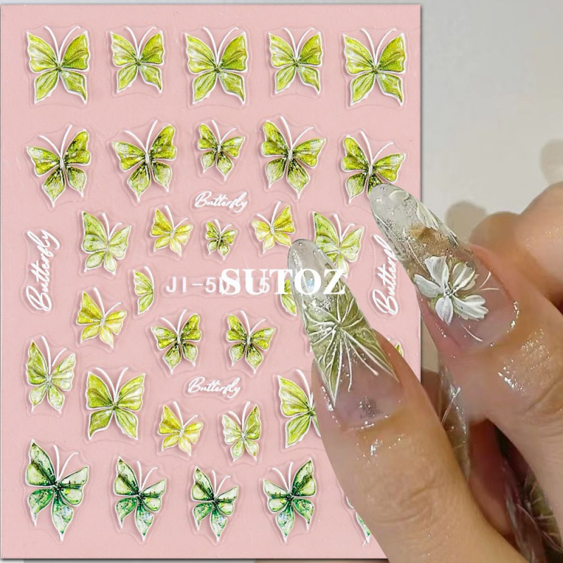 美2024新款5D美甲贴纸绿野