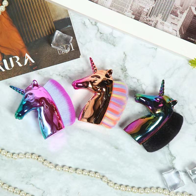 玫瑰金七彩散粉刷马头美甲刷美妆