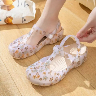 夏季女洞洞拖鞋一脚蹬女鞋防滑软底夏天网红女款包头半拖鞋