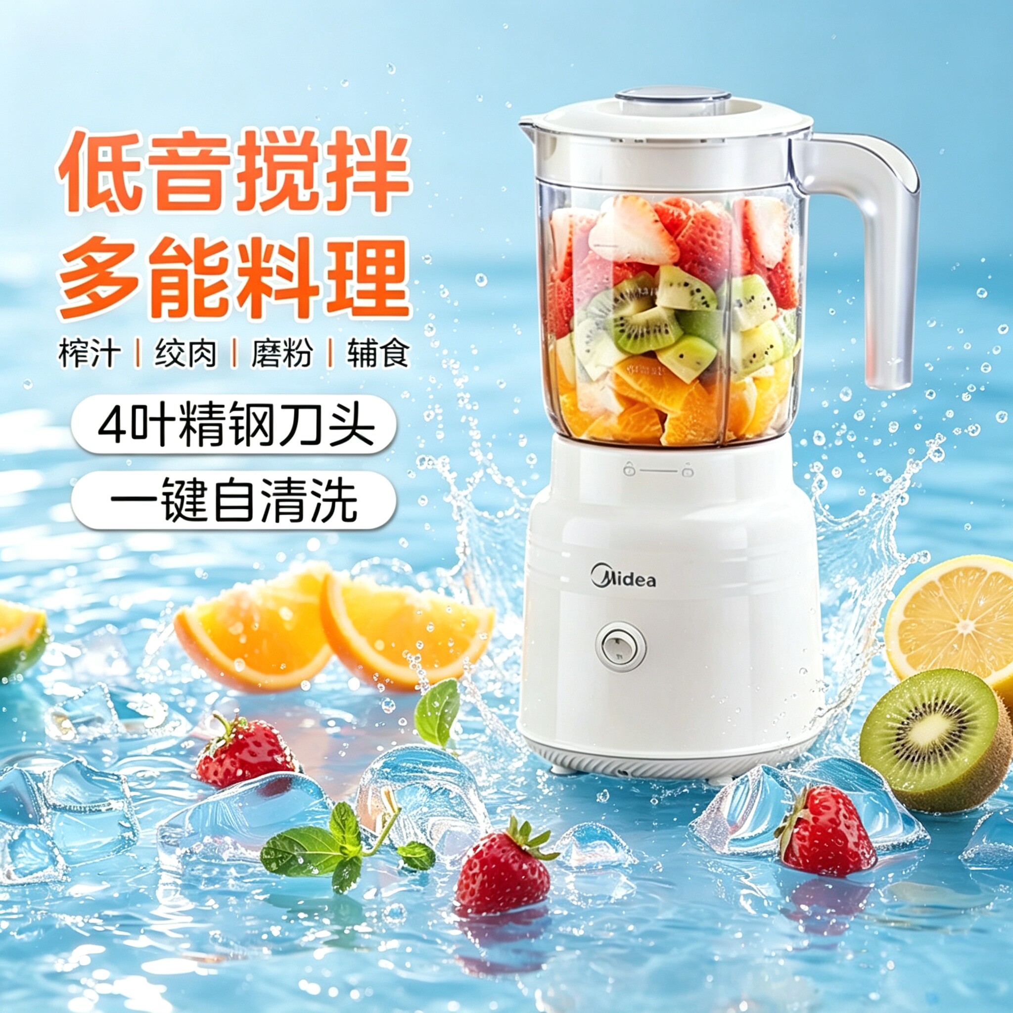 美的搅拌机料理机榨汁机小型家用辅食电动榨果汁机水果大容量新款
