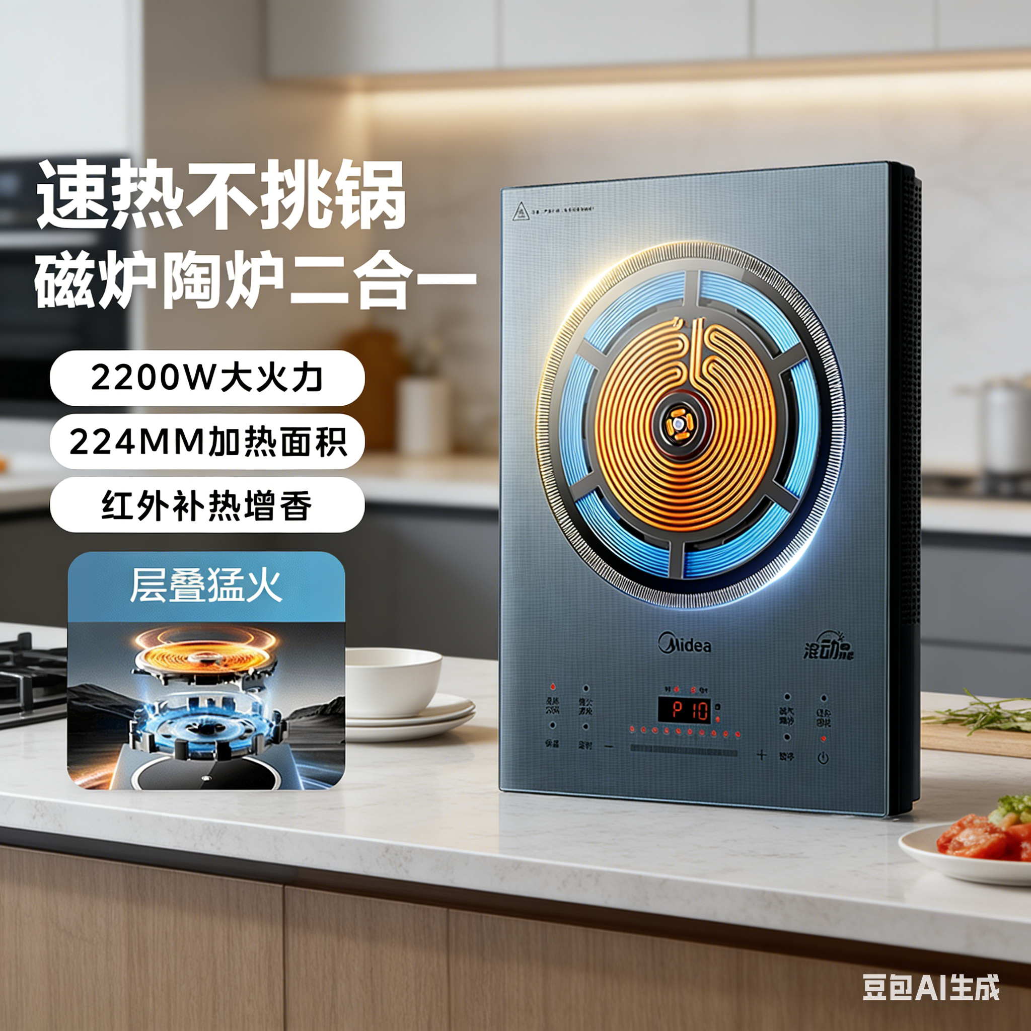 美的电磁炉家用大功率火锅爆炒猛火灶小型电陶炉煮茶炉新款MD2