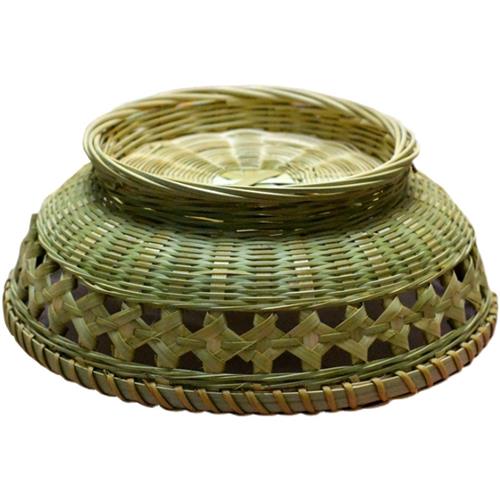 竹编水果篮藤口带底座手编糕点收纳篮果盘家用竹篮广西洗菜沥水筐