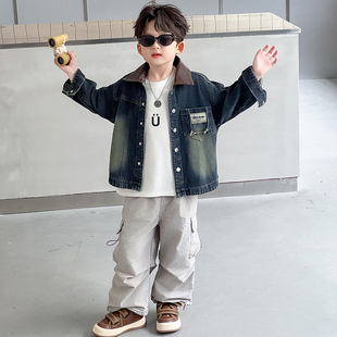 男童牛仔外套春秋款2025新款儿童潮衣痞帅炸街洋气韩版男孩夹克衫