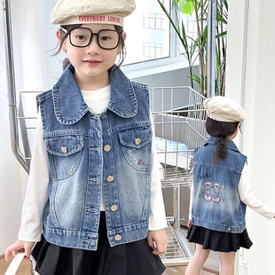 坎肩宝宝秋装 牛仔马甲洋气女孩秋款 马夹时髦潮 2025春秋季 女童新款