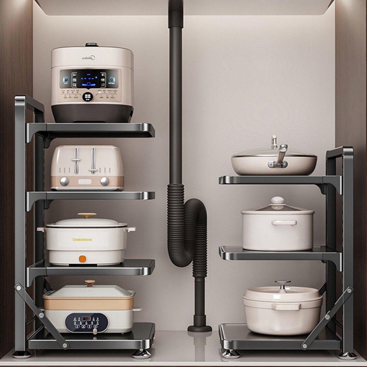 厨房置物架家用多功能锅具收纳架多层橱柜下水槽灶台分层放锅架子,收纳整理,整理架/置物架/收纳架,淘宝优惠券,粉丝福利购,淘宝优惠卷