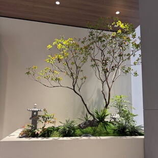海岛春花仿真绿植装饰造景摆件仿生室内橱窗楼梯下转角景观树套装