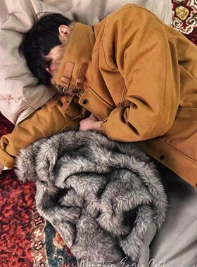 ZOZOFOREST【3300】“马年限定马辔座山雕”拼皮长毛加绒保暖夹克