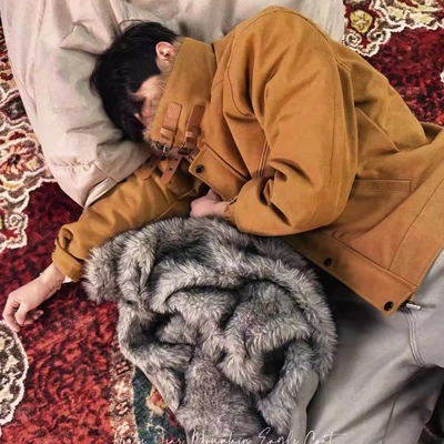 ZOZOFOREST【3300】“马年限定马辔座山雕”拼皮长毛加绒保暖夹克