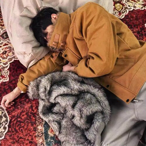 ZOZOFOREST【3300】“马年限定马辔座山雕”拼皮长毛加绒保暖夹克