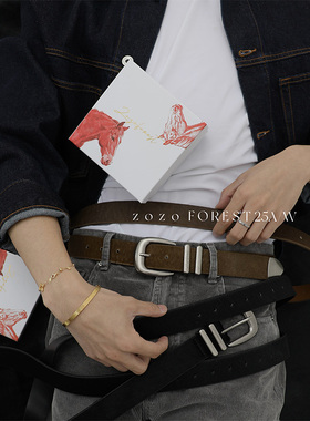 ZOZO FOREST【6001】“真马毛/头层马皮”老钱复古真皮腰带皮带