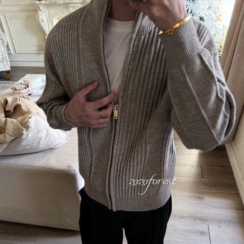 ZOZOFOREST罗马柱绵羊毛毛衣开衫