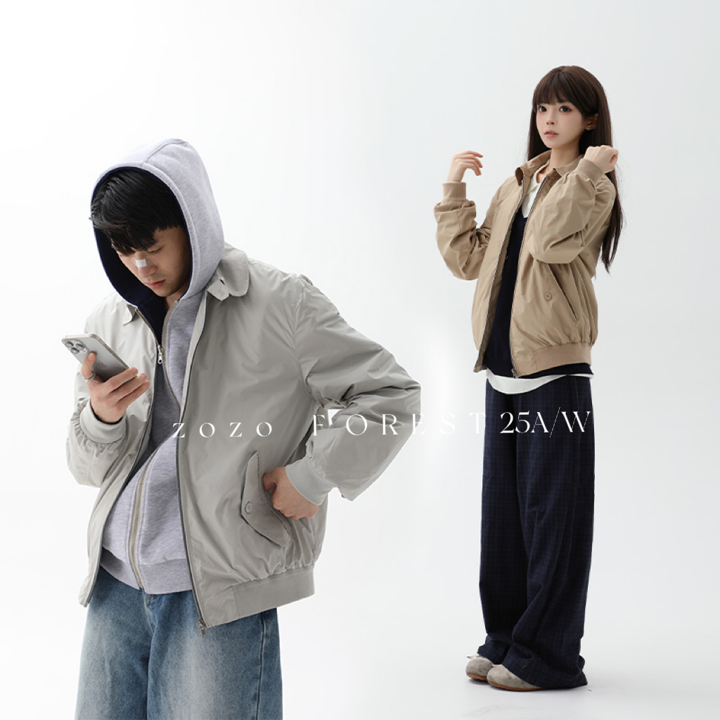 ZOZOFOREST【3254】“自收纳”老钱新贵复古秋季立领哈灵顿夹克