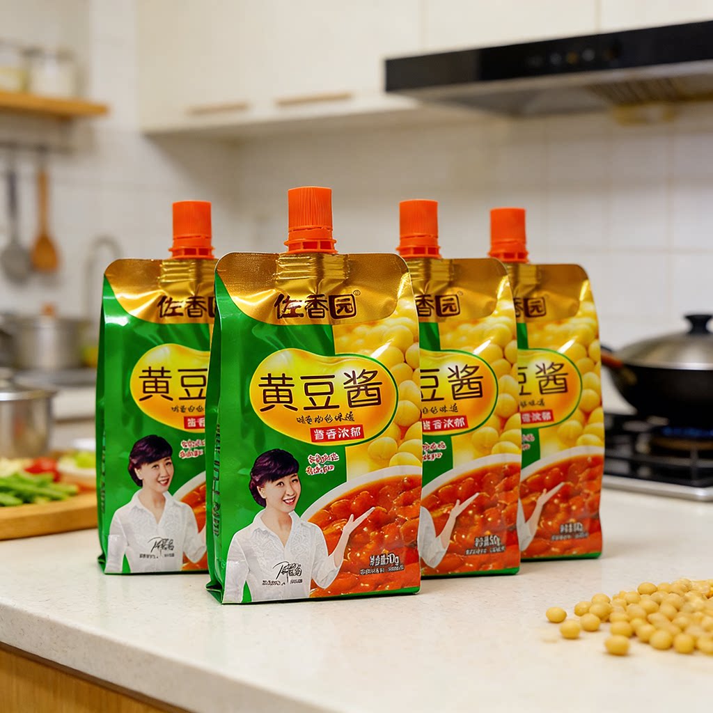 佐香园黄豆酱450g多袋熟酱东北大酱豆瓣酱沾葱沾菜蘸酱即食下饭酱