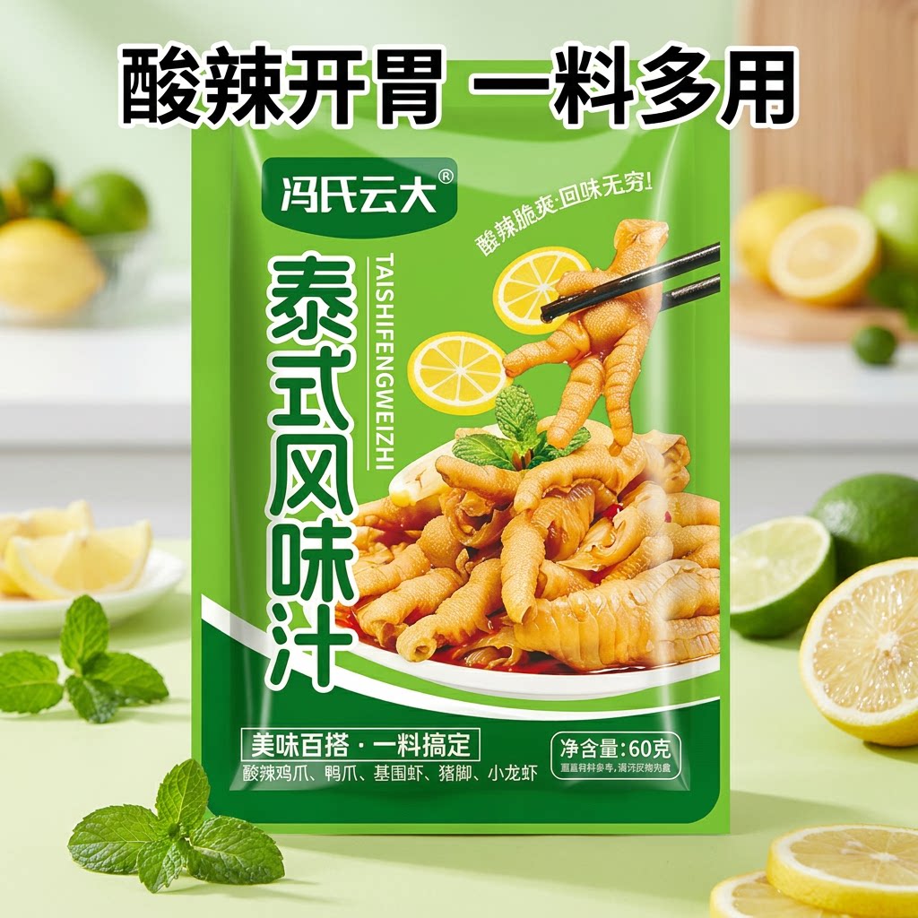精选泰式风味汁柠檬无骨鸡爪调料包酸辣凤爪料泡鸡脚家用只调料汁